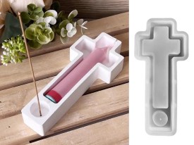 Molde silicona porta velas cruz 